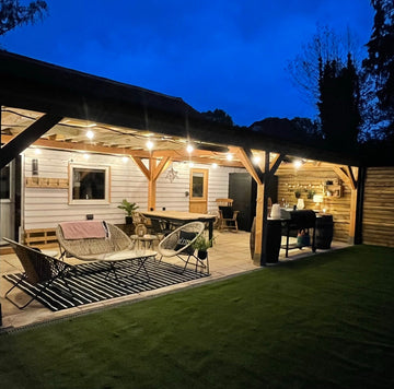 Sissinghurst Location House outdoor kitchen at night