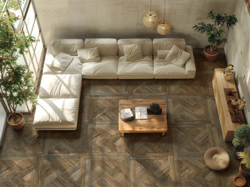 Palazzo Parquet Umber Porcelain 90x90 cm